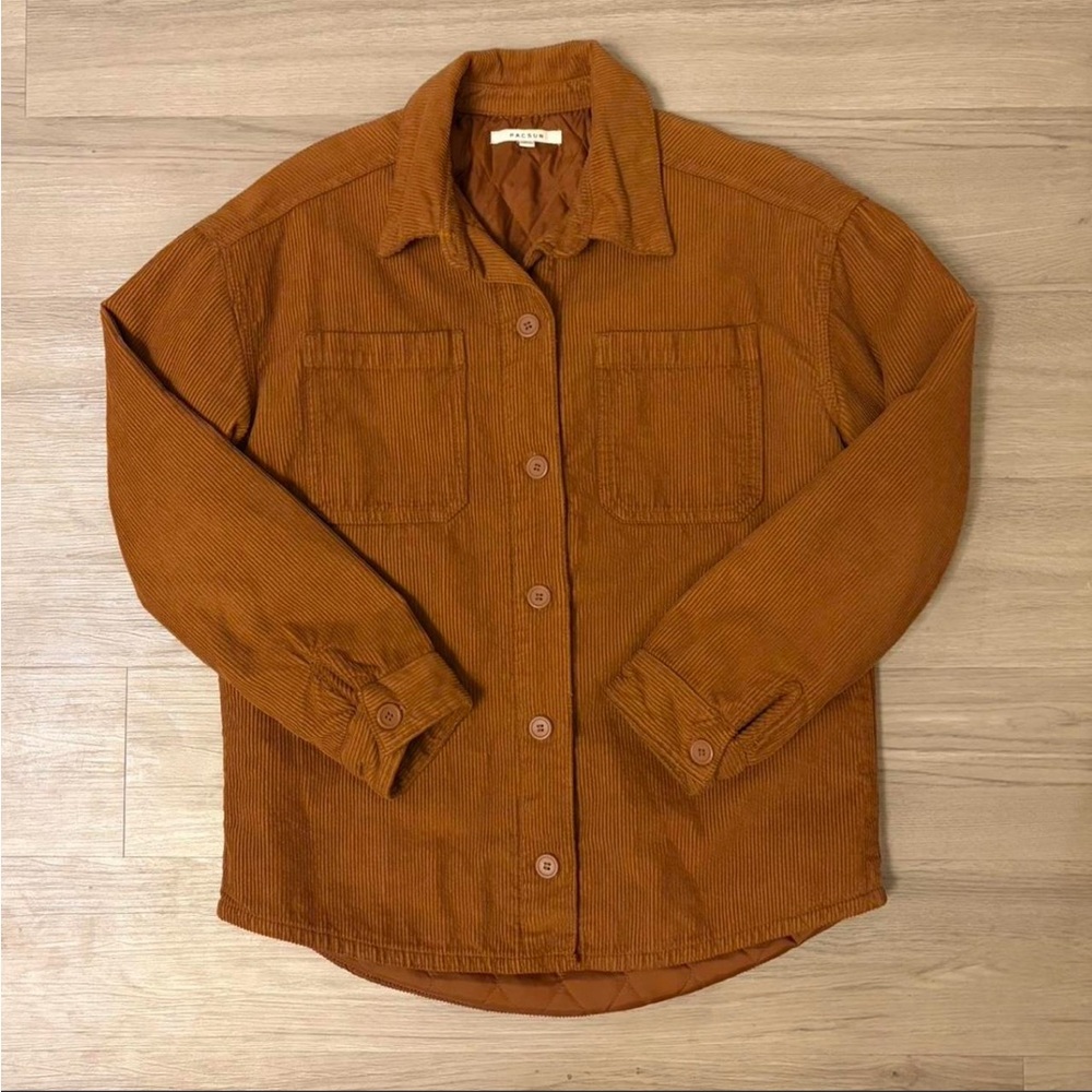 PacSun Unisex Corduroy Shirt Jacket in Rust Brown